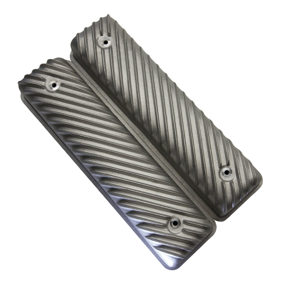 Ford 292 Y-Block finned aluminum valve covers with diagonal fins