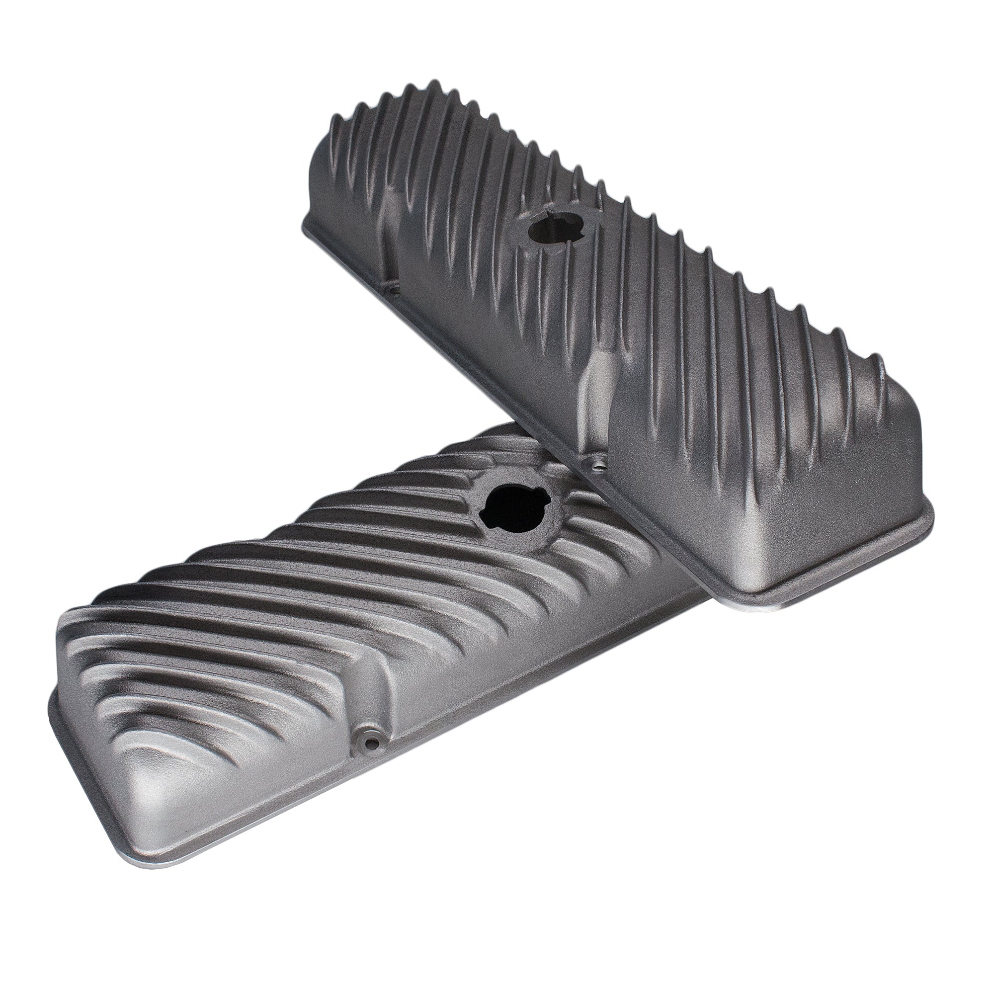 Small Block Chevy Valve Covers – Angled Fin Cast Aluminum (1960–1986 SBC)