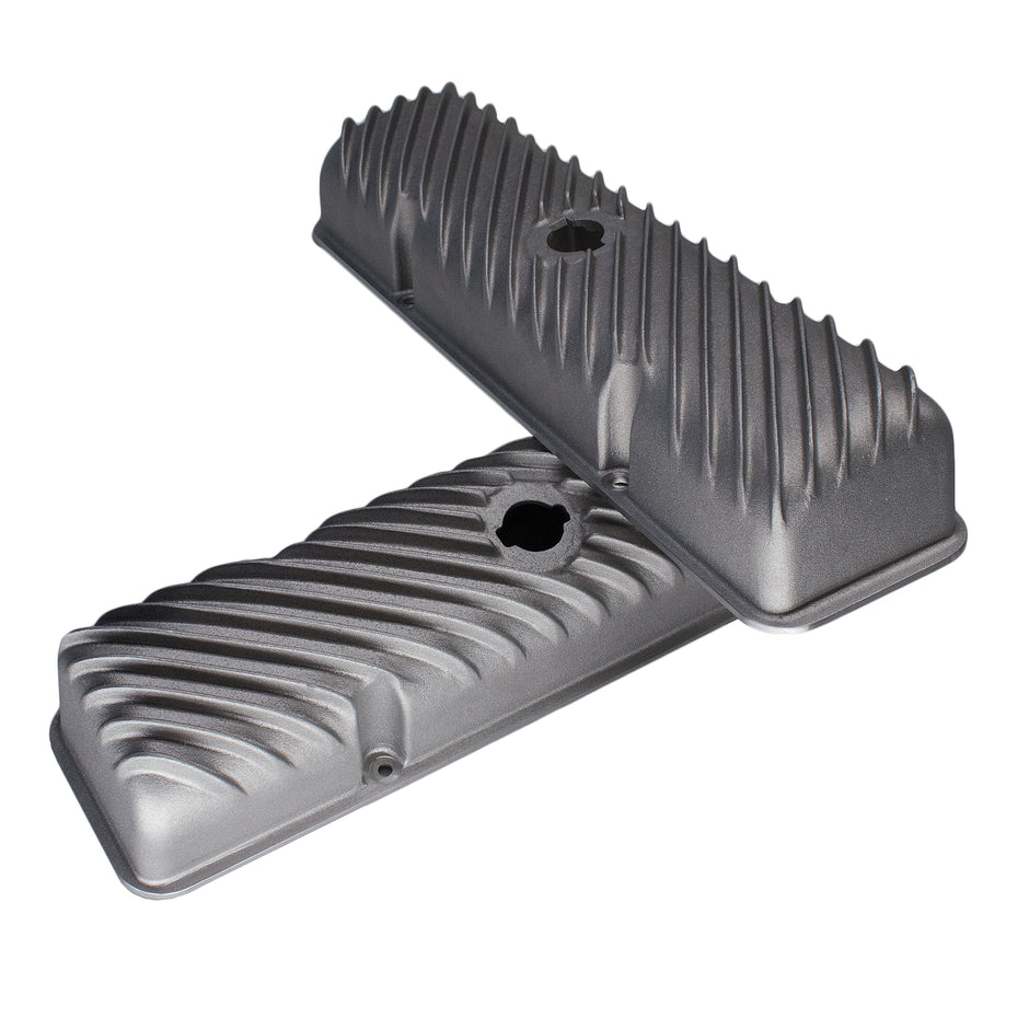 Small Block Chevy Valve Covers – Angled Fin Cast Aluminum (1960–1986 SBC)