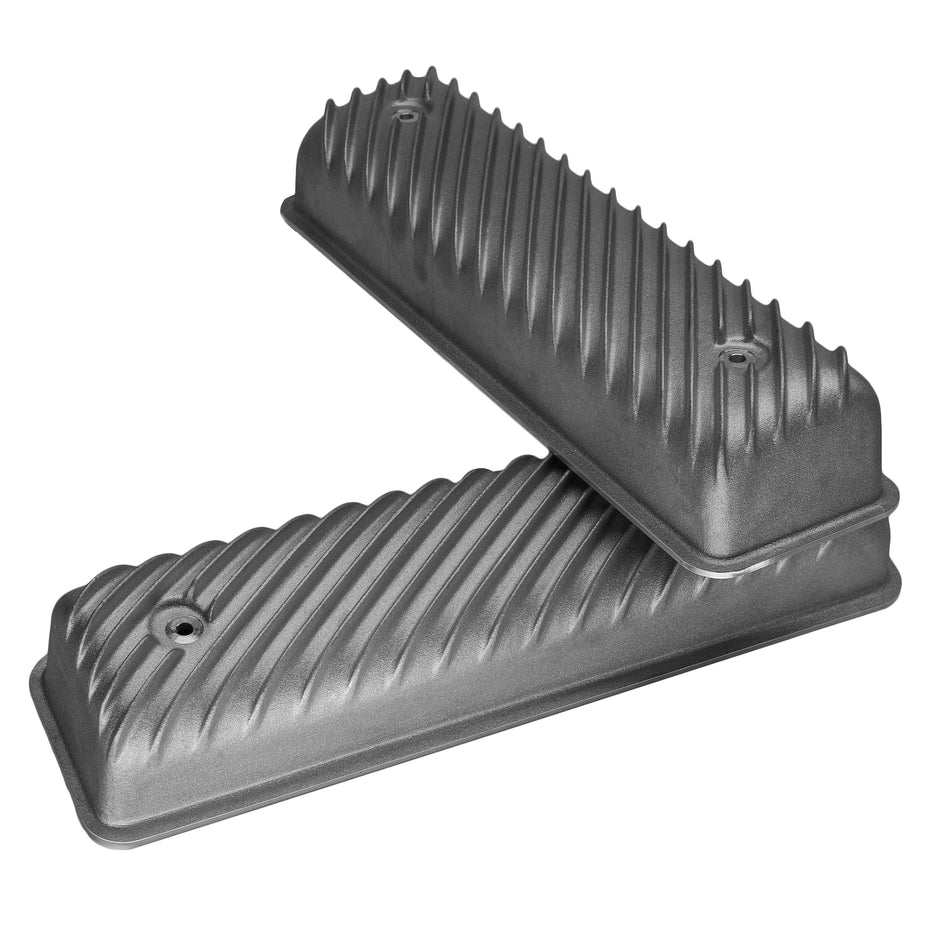 Ford Y-Block Finned Aluminum Valve Cover Set | 272 292 312 (Diagonal Fin Design)