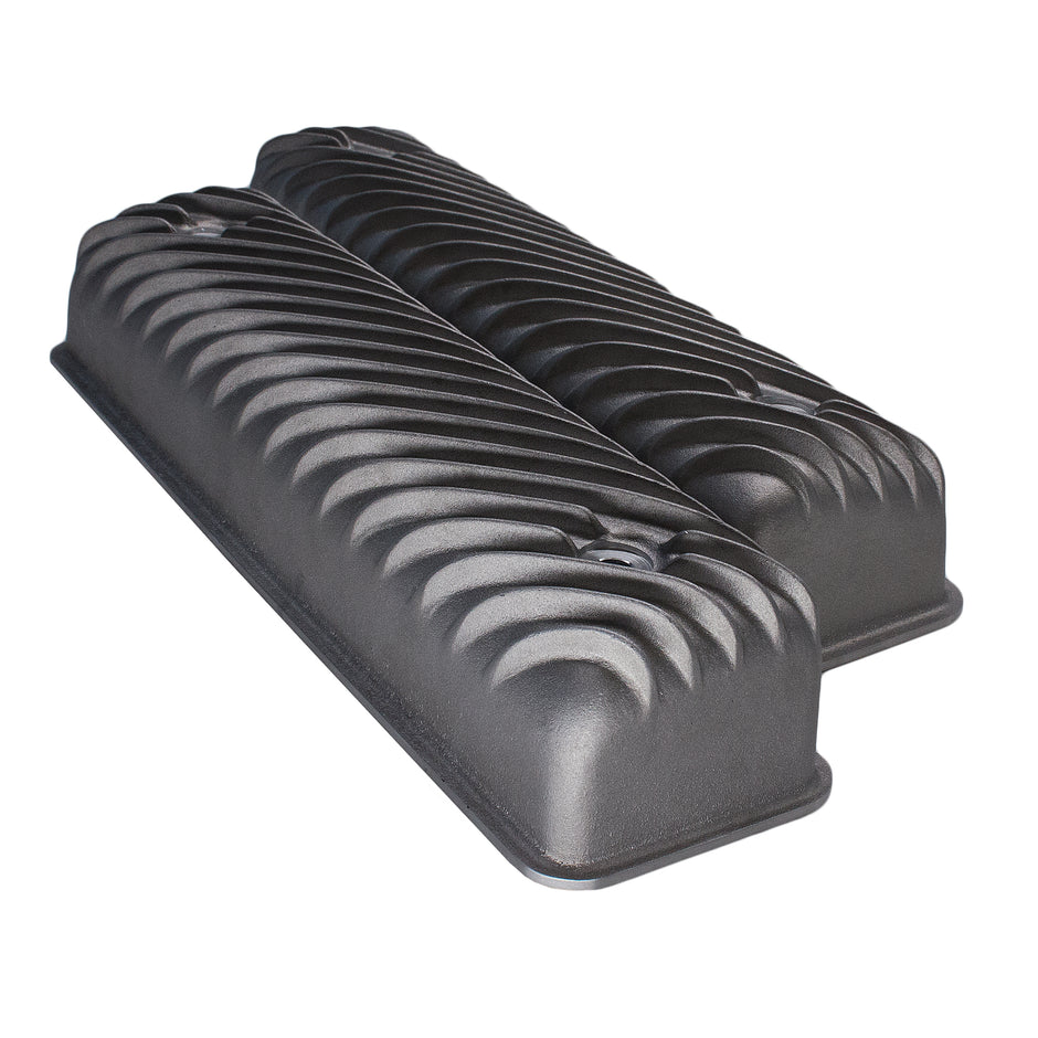 Ford Y-Block Finned Aluminum Valve Cover Set | 272 292 312 (Diagonal Fin Design)