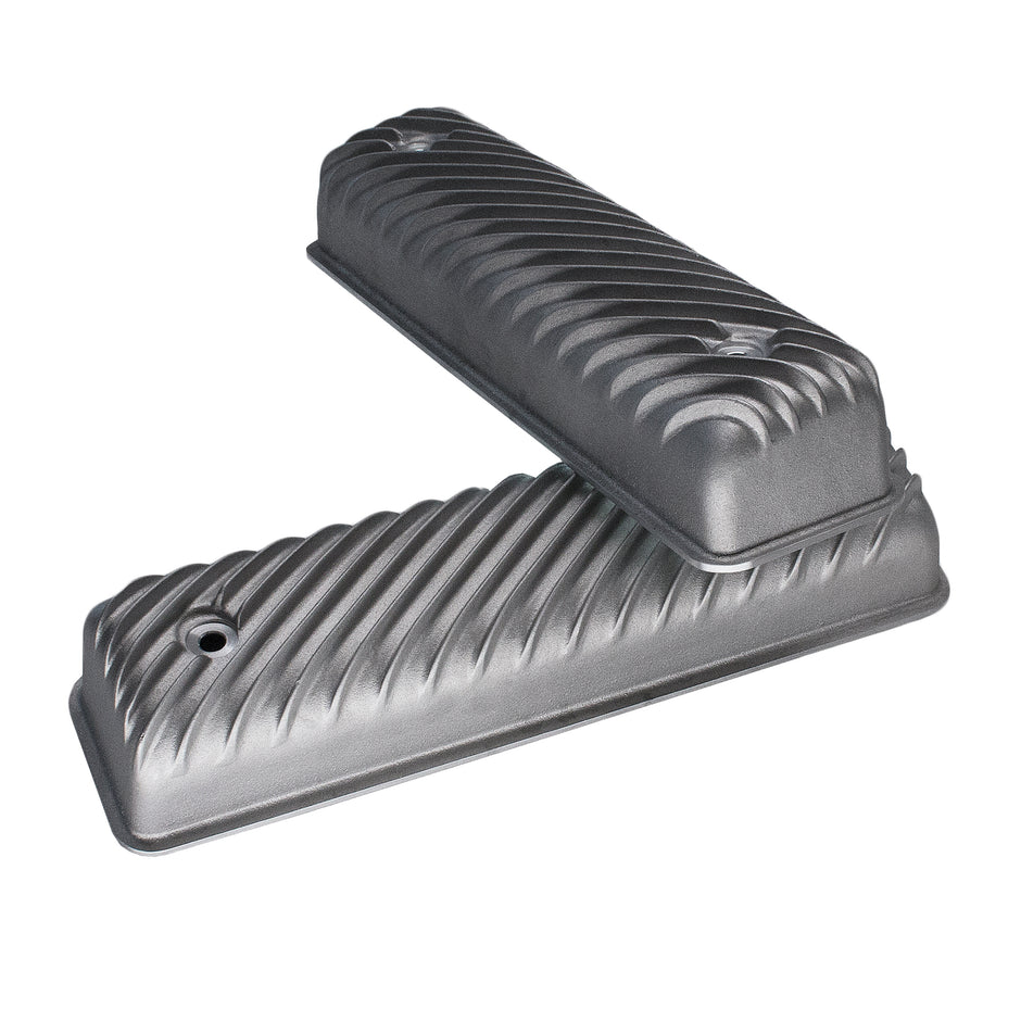 Ford 292 Y-Block finned aluminum valve covers with diagonal fins