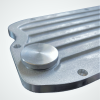 Chrysler 392 Early Hemi finned aluminum valley pan with billet fill cap