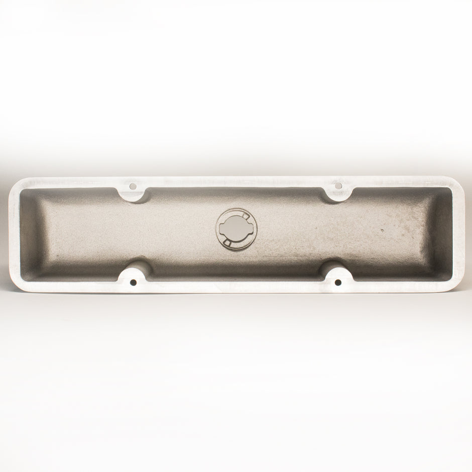 Small Block Chevy angled fin cast aluminum valve covers for 1960–1986 perimeter bolt heads