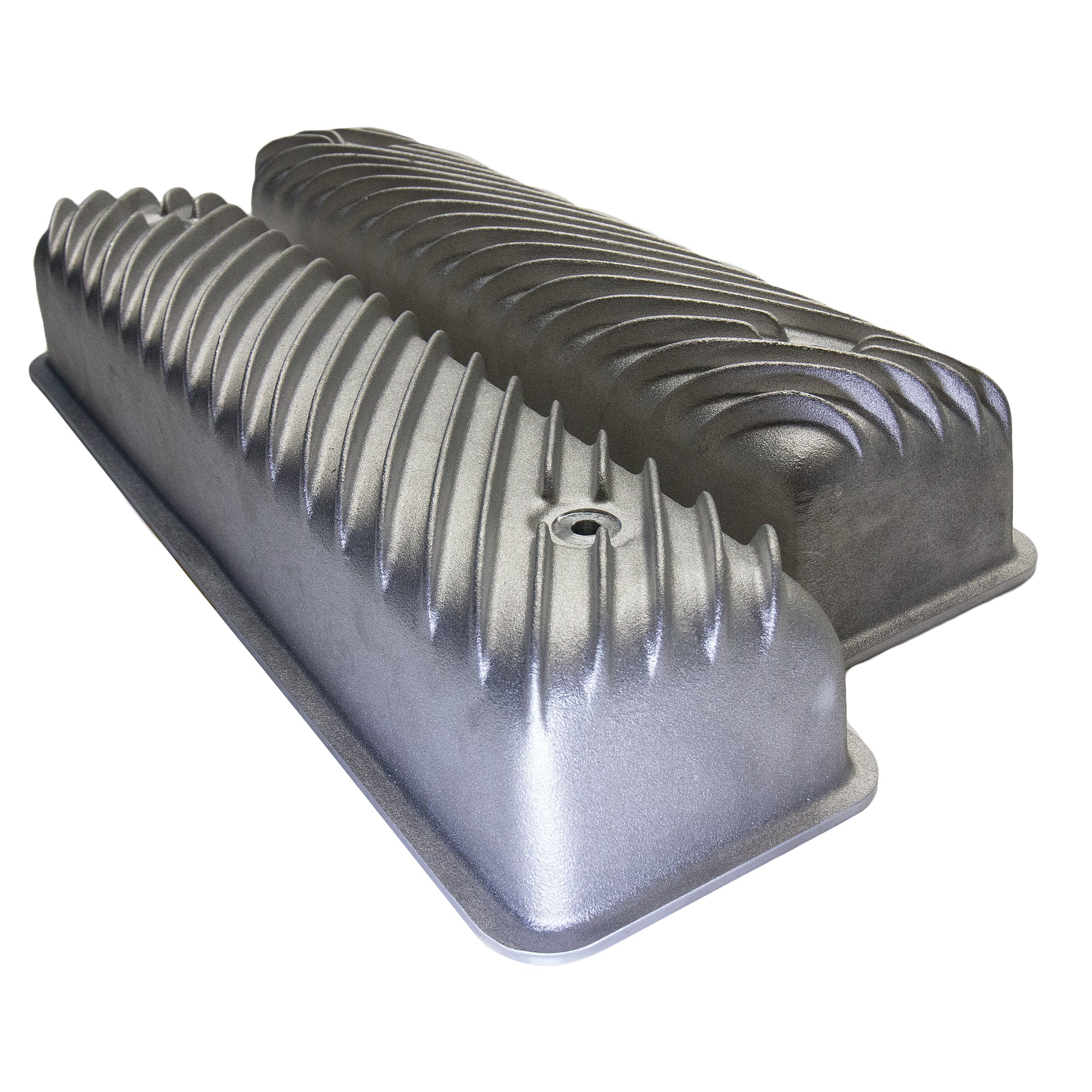 Ford 292 Y-Block finned aluminum valve covers with diagonal fins