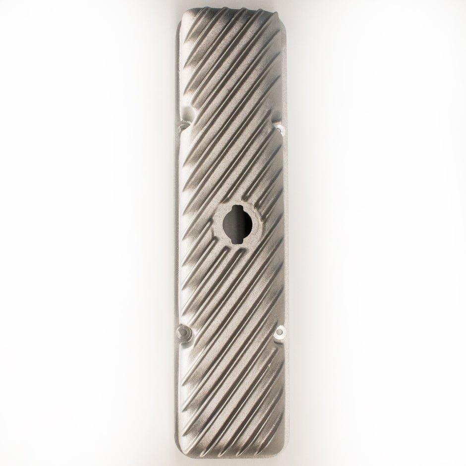 Small Block Chevy angled fin cast aluminum valve covers for 1960–1986 perimeter bolt heads